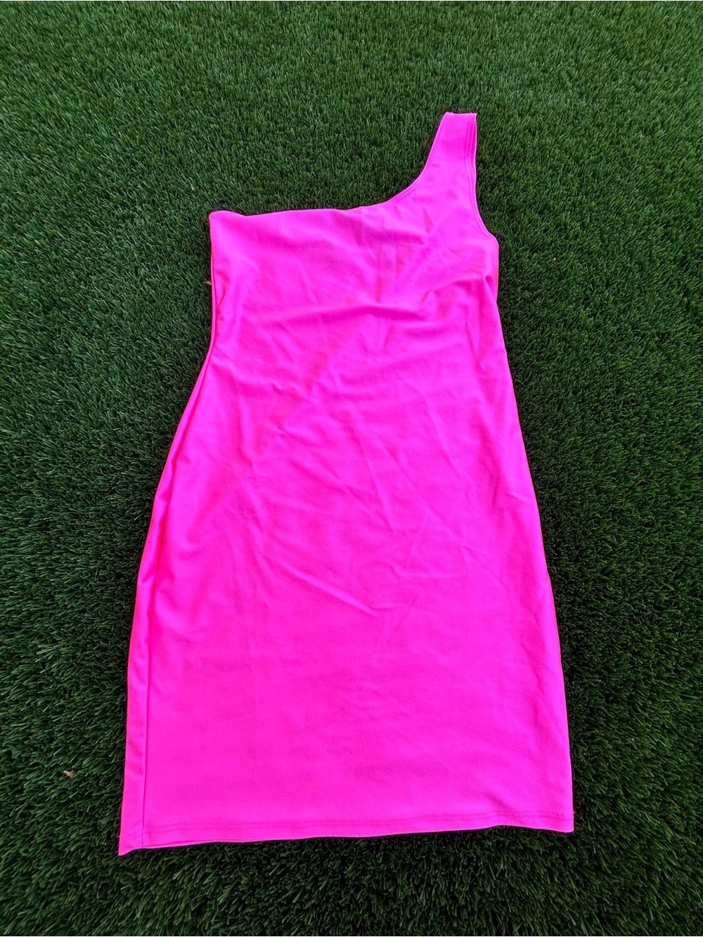 Forever 21 One-Shoulder Hot Pink Bodycon Dress